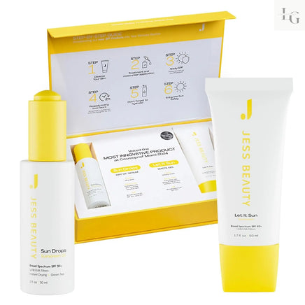 | Sun Safe Face Sunscreen Skin Care Set SPF 50+ 1.7 Fl. Oz Sun Drops SPF 30+ 1 Fl. Oz Skincare Sunscreen for Face Lustre & Grace Boutique